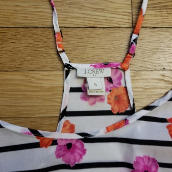 J crew stripped with flowers racerback tank sz 6 - Picture 2 of 3